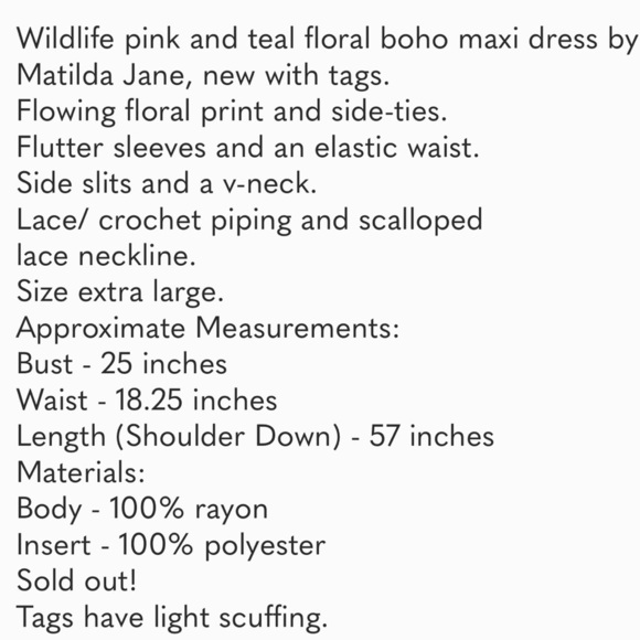 🔥 Matilda Jane NWT Boho Floral Maxi Dress XL - Picture 2 of 15